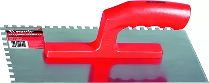 Гладилка стальная 280 х 130 мм зеркальная полировка пластмас. ручка зуб 6 х 6 мм  MATRIX 86775 купить в Нижневартовске