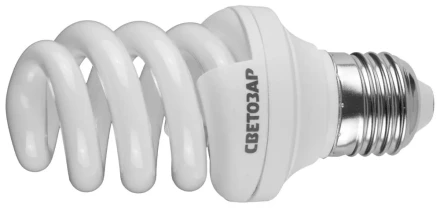Энергосберегающая лампа СВЕТОЗАР "ЭКОНОМ" спираль,цоколь E27(стандарт),Т3,теплый белый свет(2700 К), 8000час, 12Вт(60) 44352-12_z01 купить в Нижневартовске