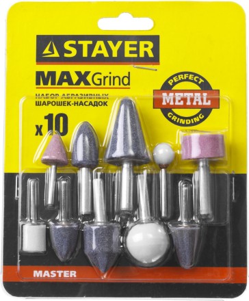 Набор STAYER &quot;MASTER&quot;: Абразивные минишарошки-насадки для гравера и дрели, хвостовик d 3,2 / 6,0мм, 10 предм. 2989-H10 купить в Нижневартовске