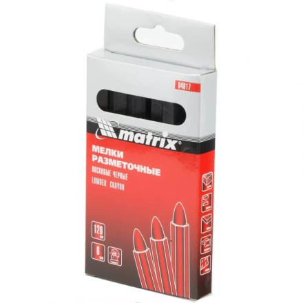Мелки разметочные восковые черные 120мм коробка 6штук MATRIX 84817 купить в Нижневартовске