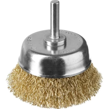 ЗУБР "ПРОФЕССИОНАЛ". Щетка чашечная для дрели, витая латунированная стальная проволока 0,3мм, 63мм 3525-063_z02 купить в Нижневартовске
