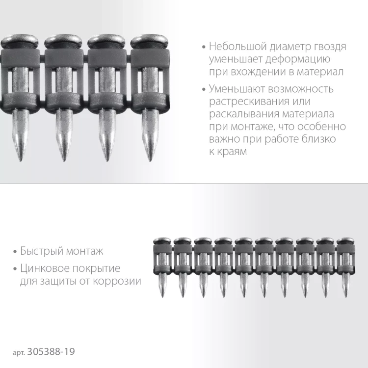 ЗУБР CN 19 х 2.7 мм, гвозди по бетону оцинкованные, 1000 шт (305388-19) купить в Нижневартовске