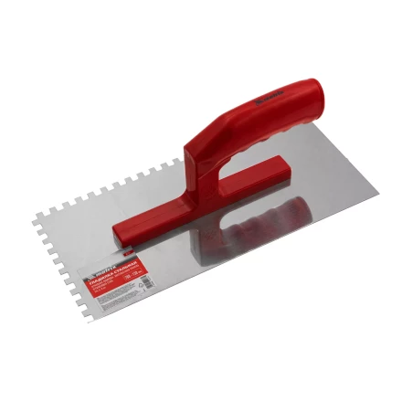 Гладилка из нержавеющей стали, 280 х 130 мм, зеркальная полировка, пластмассовая ручка, зуб 6 х 6 мм Matrix 86781 купить в Нижневартовске