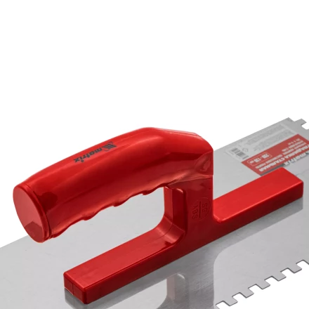 Гладилка из нержавеющей стали, 280 х 130 мм, зеркальная полировка, пластмассовая ручка, зуб 6 х 6 мм Matrix 86781 купить в Нижневартовске