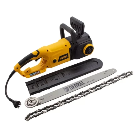 Пила цепная электрическая Denzel EDS-2200 2.2 кВт продольная шина 45 см шаг 3/8 паз 1.3 мм 62 звена 95619 купить в Нижневартовске