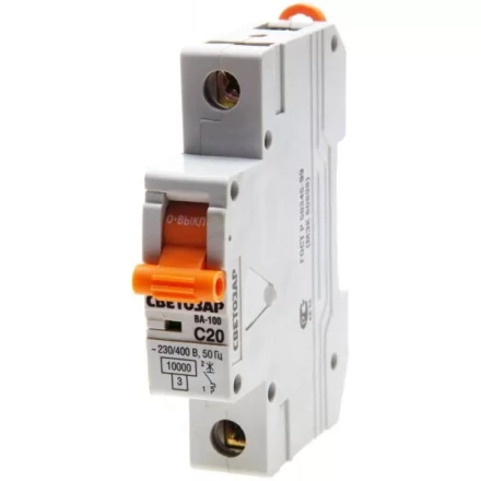 Выключатель автоматический СВЕТОЗАР 1-полюсный, 25 A, "C", откл. сп. 10 кА, 230 / 400 В SV-49071-25-C купить в Нижневартовске