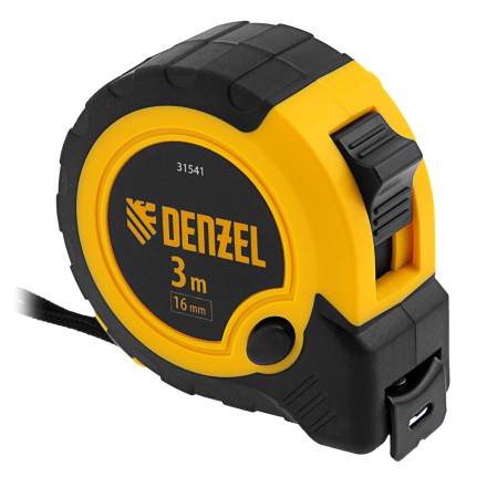 Рулетка Denzel 3м х 16мм, двухкомп. корпус, кнопка-пауза, 31541 купить в Нижневартовске