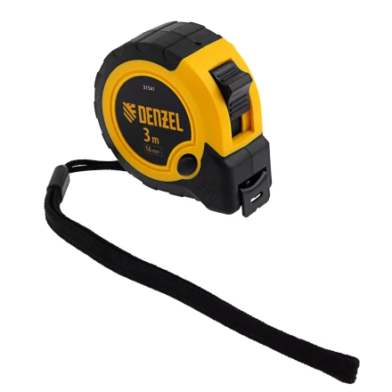Рулетка Denzel 3м х 16мм, двухкомп. корпус, кнопка-пауза, 31541 купить в Нижневартовске