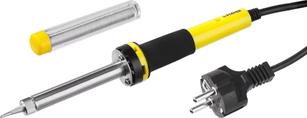 Паяльник с двухкомпонентной рукояткой и долговечным жалом, STAYER "PROFI" PROTerm, 55300-30, в комплекте (припой и подставка), 30 Вт, конус 55300-30 купить в Нижневартовске