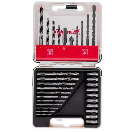 Набор сверл комбинированный сверла по металлу 1-6 мм бетону 4-8 мм дереву 4-8 мм биты 10 шт адаптер зенковка 31 предмет Pro Matrix 725631 купить в Нижневартовске