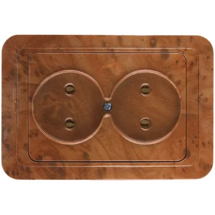 Розетка СВЕТОЗАР "ГАММА" без заземления, двойная, цвет орех, 16А/~250В SV-54102-N купить в Нижневартовске