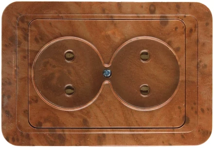 Розетка СВЕТОЗАР "ГАММА" без заземления, двойная, цвет орех, 16А/~250В SV-54102-N купить в Нижневартовске