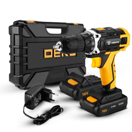 Дрель аккумуляторная DEKO DKCD16FU-Li + набор 63 инструментов в кейсе, 063-4099 купить в Нижневартовске