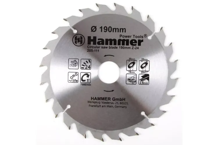 Диск пильный твердосплавный HAMMER Ф190х30мм 24зуб. купить в Нижневартовске