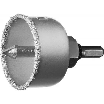 Коронка-чашка ЗУБР "ПРОФЕССИОНАЛ" c карбид-вольфрамовым нанесением, 51 мм, высота 25 мм, в сборе с державкой и сверлом 33360-051_z01 купить в Нижневартовске