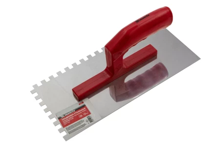 Гладилка из нержавеющей стали, 280 х 130 мм, зеркальная полировка, пластмассовая ручка, зуб 8 х 8 мм Matrix 86782 купить в Нижневартовске