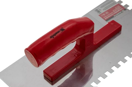 Гладилка из нержавеющей стали, 280 х 130 мм, зеркальная полировка, пластмассовая ручка, зуб 8 х 8 мм Matrix 86782 купить в Нижневартовске