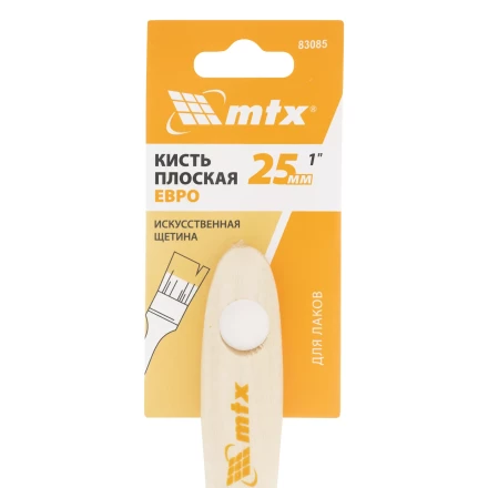 Кисть плоская для лаков "Евро" 1", искусственная щетина, деревянная ручка MTX 83085 купить в Нижневартовске