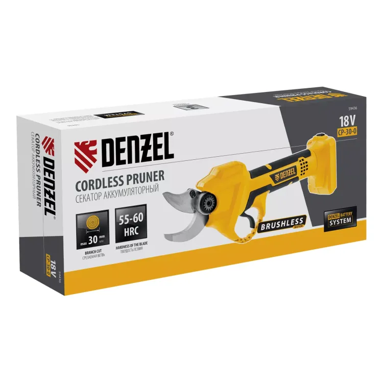 Секатор аккумуляторный Denzel CP-30-0, 18В Li-Ion 59436 купить в Нижневартовске