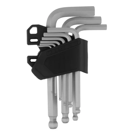 Набор ключей имбусовых, HEX, 1,5-10 мм, CrV, 9 шт., с шаром Сибртех 123627 купить в Нижневартовске