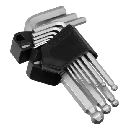 Набор ключей имбусовых, HEX, 1,5-10 мм, CrV, 9 шт., с шаром Сибртех 123627 купить в Нижневартовске