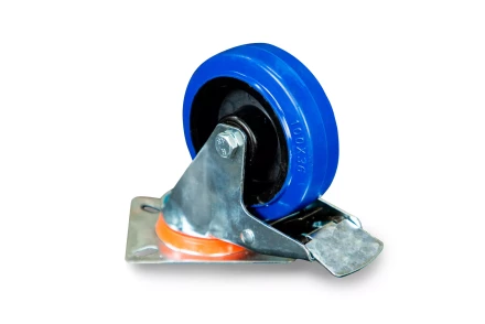 Колесо поворотное из эластичной резины MW70 100 мм с тормозом 1024402 купить в Нижневартовске