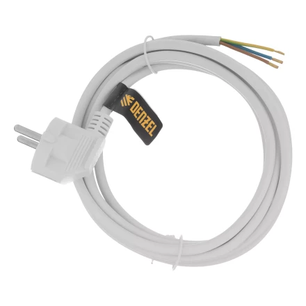 Шнур сетевой Denzel Energy Series, ПВС, 3 м, 3 x 1 мм, с неразборной вилкой, белый, 3 м, 37666 купить в Нижневартовске
