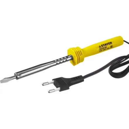 Паяльник STAYER "STANDARD" с пластмассовой рукояткой и долговечным жалом, 60 Вт, клин 55330-60 купить в Нижневартовске