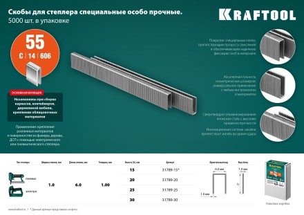 Скобы тип 18GA (55 / 90 / C) 5000 шт 31789-25 купить в Нижневартовске