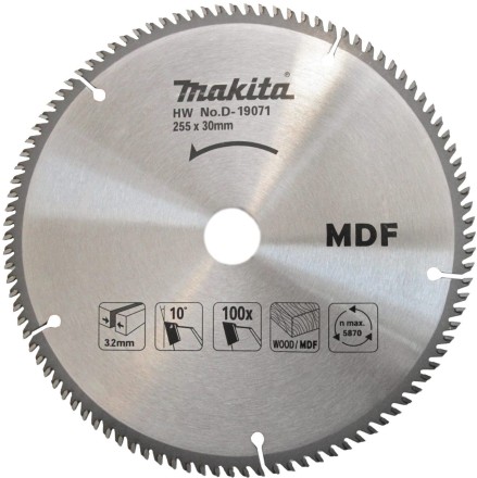 Диск пильный для резки дерева и MDF Makita D-19071, 255x30х2.4 мм; 100 зубьев купить в Нижневартовске