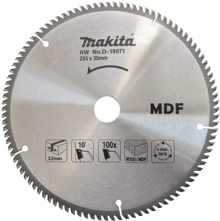 Диск пильный для резки дерева и MDF Makita D-19071, 255x30х2.4 мм; 100 зубьев купить в Нижневартовске