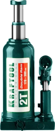 Домкрат гидравлический бутылочный "Double Ram", сварной, телескопический, 2т, 170-380мм, KRAFTOOL 43463-2 43463-2 купить в Нижневартовске
