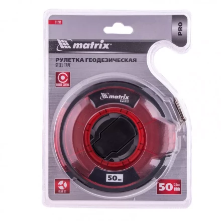Рулетка геодезическая 50 м х 12,5 мм закрытый корпус стальная лента односторонняя шкала Pro Matrix 31282 купить в Нижневартовске