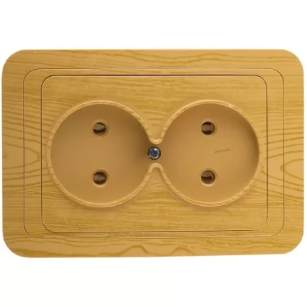 Розетка СВЕТОЗАР "ГАММА" без заземления, двойная, цвет ольха,16А/~250В SV-54102-A купить в Нижневартовске