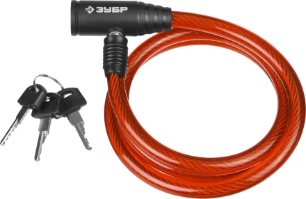 Замок ЗУБР &quot;МАСТЕР&quot;, тросовый, 3 ключа в комплекте, длина троса 650мм, d 10мм 37263-65 купить в Нижневартовске