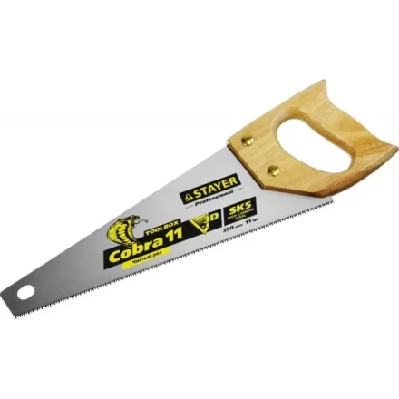 Ножовка многоцелевая компактная (пила) COBRA TOOLBOX 350 мм,11 TPI, прямой мелкий зуб, точный рез вдоль и поперек волокон разных материалов, STAYER 1515-35 купить в Нижневартовске