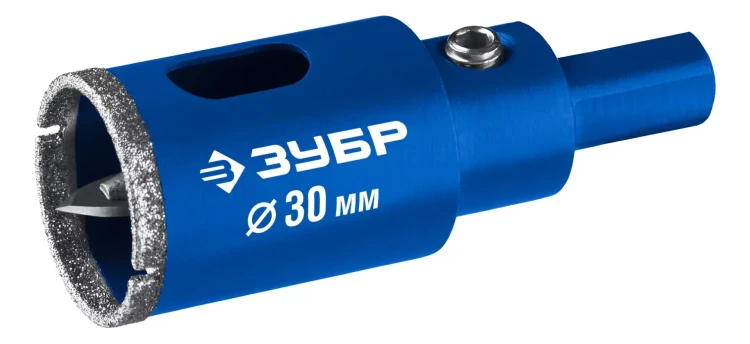 ЗУБР АГК d 30 мм (центр. сверло, трехгр. хвост, Р60), Алмазная коронка, Профессионал (29850-30) купить в Нижневартовске