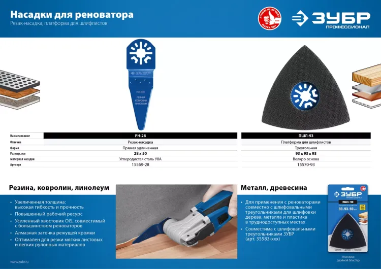 ЗУБР ПШЛ-93 UniLock, 93 х 93 х 93мм, OIS-хвост., платформа для шлифлистов, Профессионал (15570-93) купить в Нижневартовске