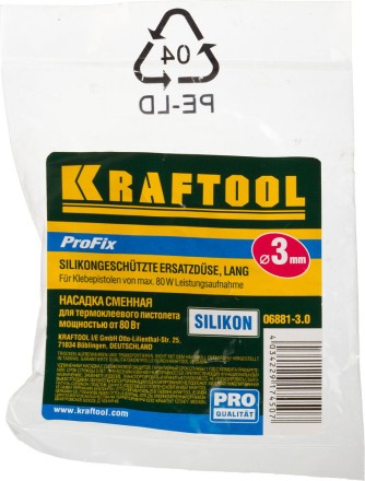 Насадка сменная KRAFTOOL &quot;PRO&quot; для клеевых (термоклеящих) пистолетов, удлиненная насадка с силиконовой защитой, d=3мм 06881-3.0 купить в Нижневартовске