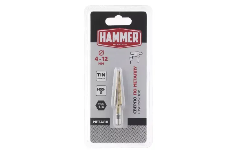 Сверло по металлу HAMMER Ф12х65мм (DR MT 4,0-12,0мм*151/101мм) купить в Нижневартовске