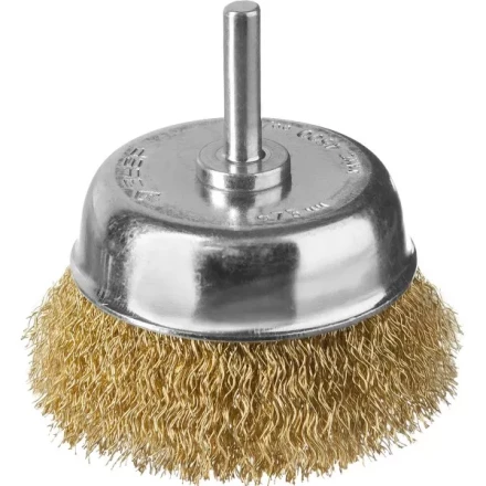 ЗУБР "ПРОФЕССИОНАЛ". Щетка чашечная для дрели, витая латунированная стальная проволока 0,3мм, 75мм 3525-075_z02 купить в Нижневартовске