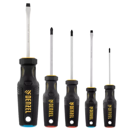 Набор отверток, 5 пр., CrV, трехкомпонентная рукоятка Denzel 12215 купить в Нижневартовске