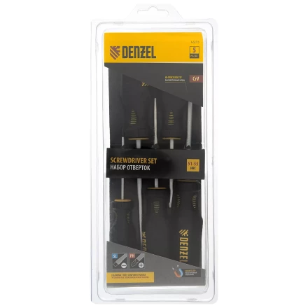 Набор отверток, 5 пр., CrV, трехкомпонентная рукоятка Denzel 12215 купить в Нижневартовске