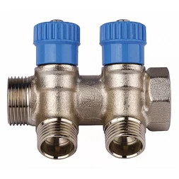 Коллектор GENERAL FITTINGS для холодной воды, вентили, никелированная латунь, вход 3/4" - 4 выхода 1/2" 51046-3/4-1/2-CT4