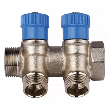 Коллектор GENERAL FITTINGS для холодной воды, вентили, никелированная латунь, вход 3/4" - 4 выхода 1/2" 51046-3/4-1/2-CT4 купить в Нижневартовске