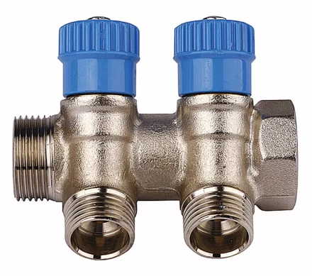 Коллектор GENERAL FITTINGS для холодной воды, вентили, никелированная латунь, вход 3/4" - 4 выхода 1/2" 51046-3/4-1/2-CT4 купить в Нижневартовске