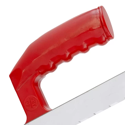 Гладилка из нержавеющей стали, 280 х 130 мм, зеркальная полировка, пластмассовая ручка, зуб 10 х 10 мм Matrix 86783 купить в Нижневартовске