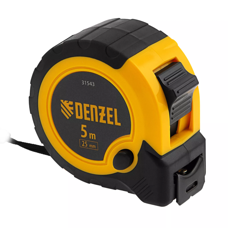 Рулетка Denzel 5м х 25мм, двухкомп. корпус, кнопка-пауза, 31543 купить в Нижневартовске