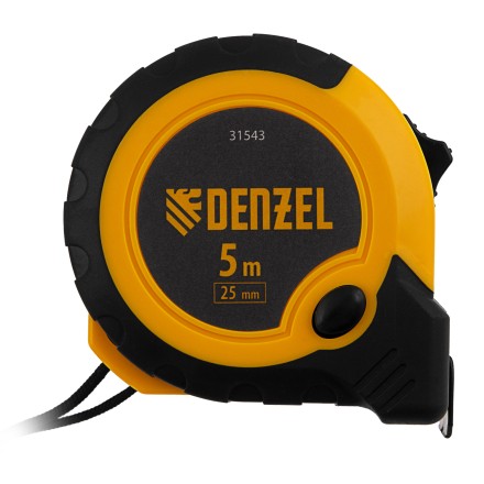 Рулетка Denzel 5м х 25мм, двухкомп. корпус, кнопка-пауза, 31543 купить в Нижневартовске