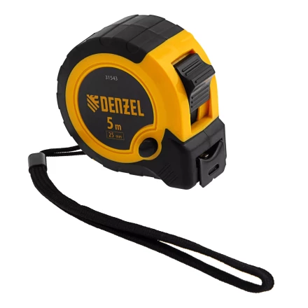 Рулетка Denzel 5м х 25мм, двухкомп. корпус, кнопка-пауза, 31543 купить в Нижневартовске